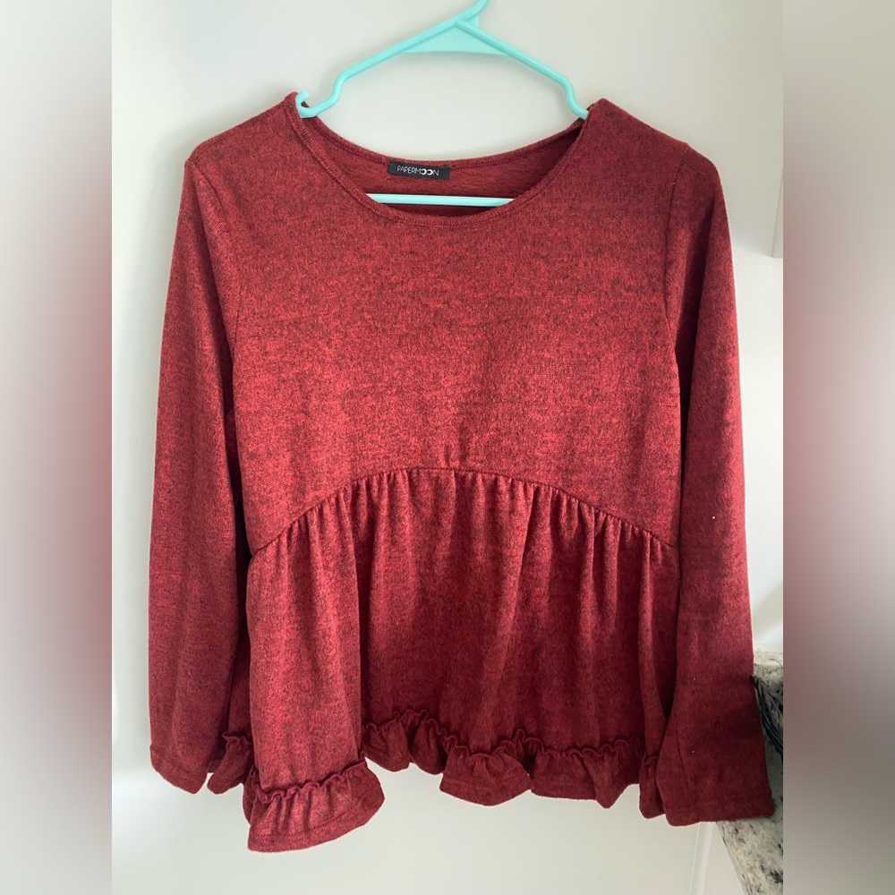 Red Long Sleeve Blouse